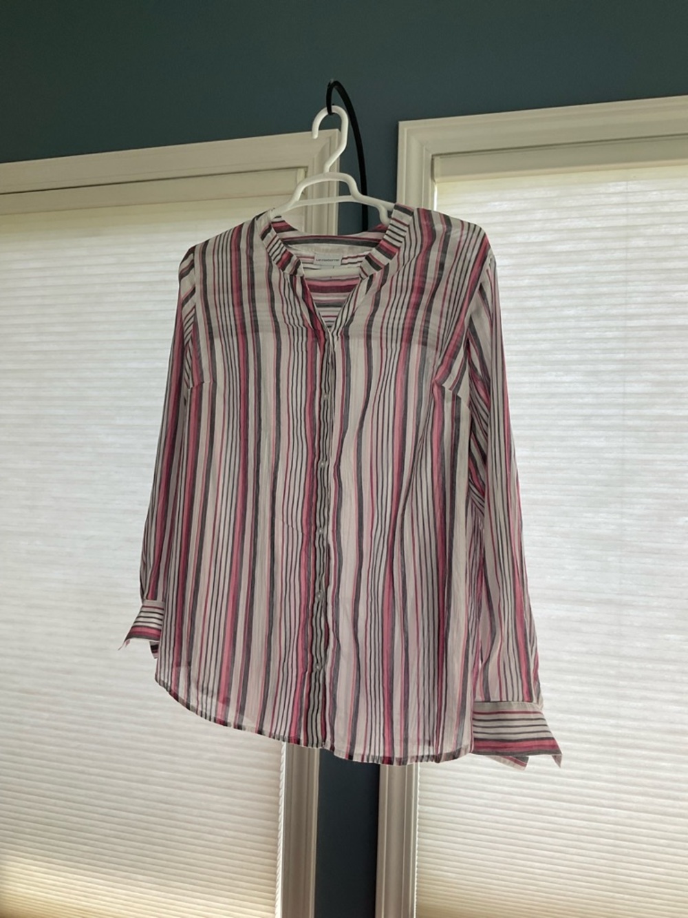 Liz Claiborne Pink & White Striped Button-Down Blouse